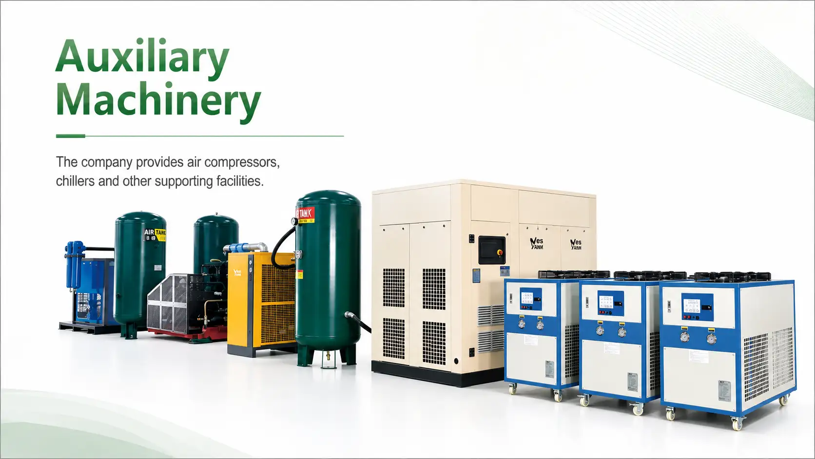auxiliary machinery air compressor chiller for four cavity blow molding line